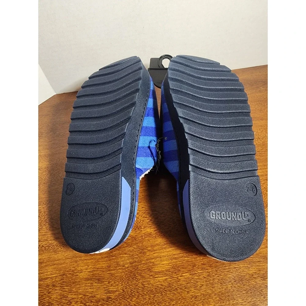 BLUEY Men's Size 7-8 Scuff Slippers Sherpa Slip-On  Slides • Blue